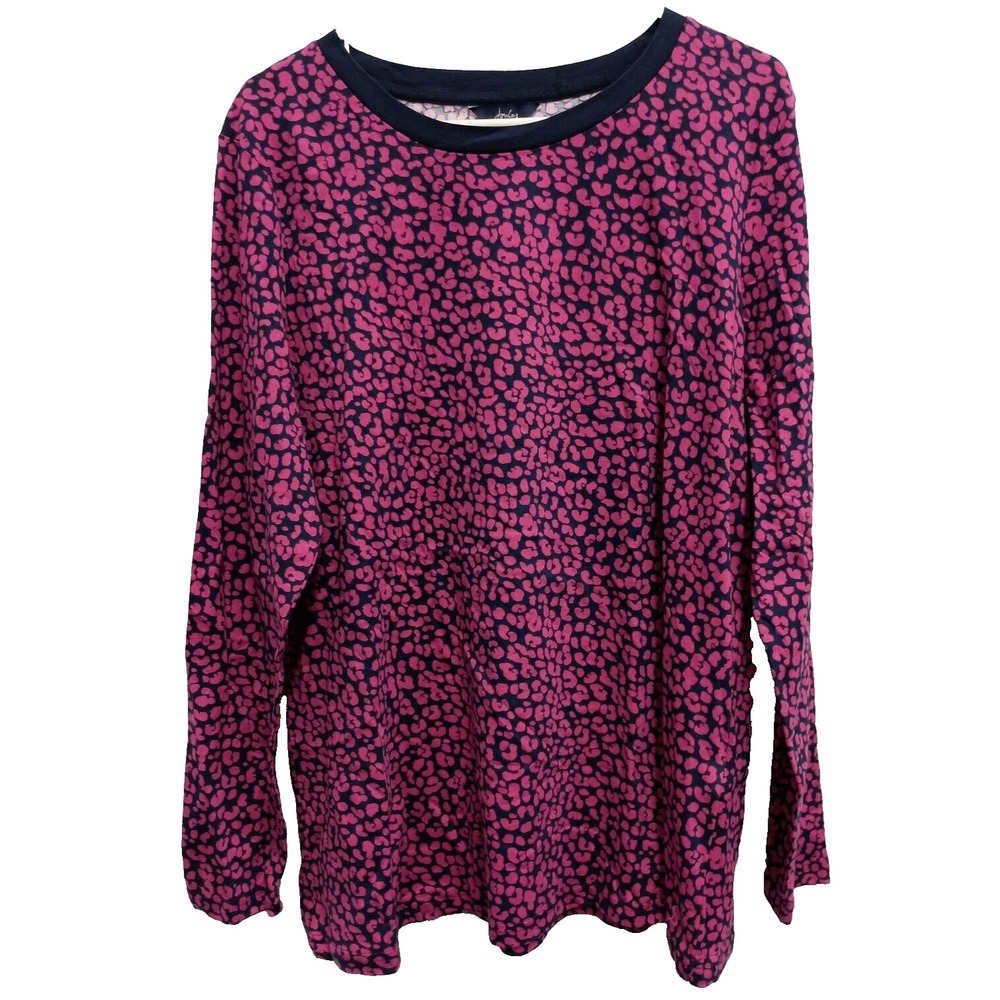 Joules Tunic Top Womens Size 20 Purple Animal Print Long Sleeve Lounge Casual